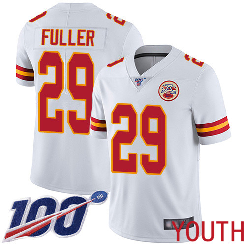 Youth Kansas City Chiefs #29 Fuller Kendall White Vapor Untouchable Limited Player 100th Season Football Nike NFL Jersey->youth nfl jersey->Youth Jersey